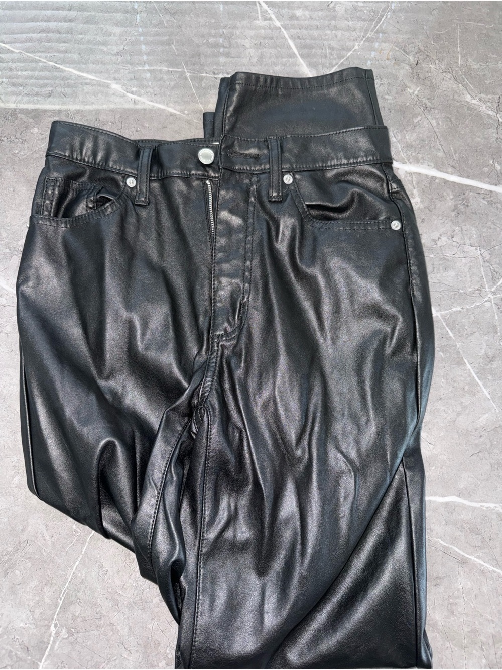 Abercrombie & Fitch Black Straight Leg Faux Leather Jeans